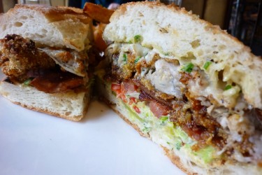 Toulouse Petit Fried Yearling Oyster and Bacon Po'Boy